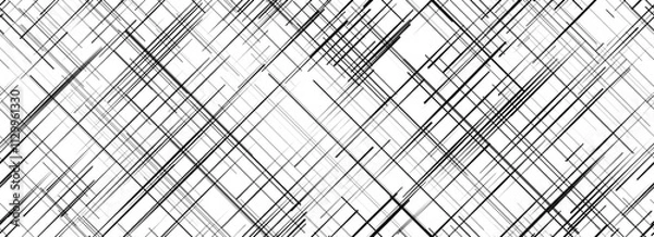 Fototapeta Black cross hatch seamless pattern. Diagonal line repeating texture surface. Rough sackcloth or burlap fabric material background. Crosshatch linen canvas overlay wallpaper. Vector backdrop