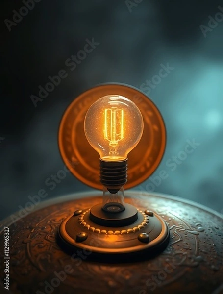 Fototapeta An innovative light bulb concept symbolizing breakthrough ideas and creative thinking, representing smart marketing strategies and business genius for success.

