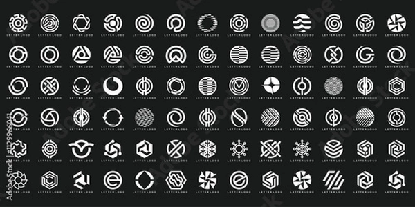 Fototapeta set of collection icon, initial letter O technology business logo design, bundle set icon graphic vector
