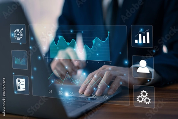 Fototapeta Data analysis plays a critical role in helping businessmen understand customer preferences and improve their marketing strategies.