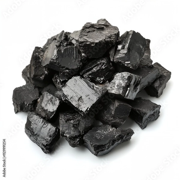 Obraz A pile of black rocks on a white background