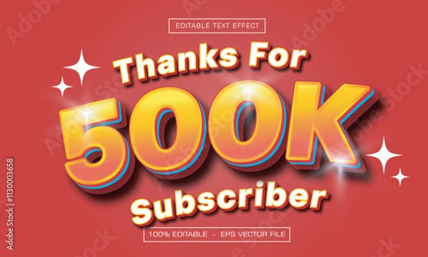 Obraz Thanks For 500k Text Effect, Editable Greeting Text Style