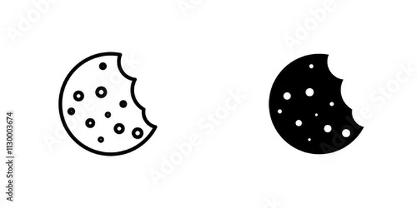 Fototapeta Cookie outlined and solid icon vector collection.