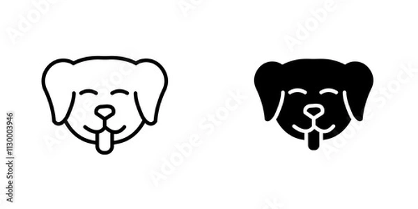 Fototapeta Dog outlined and solid icon vector collection.