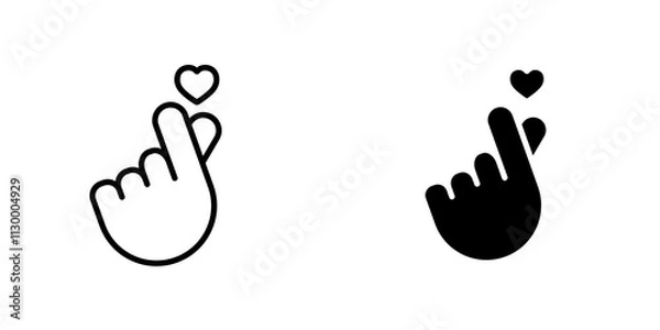 Fototapeta korean heart outlined and solid icon vector collection.