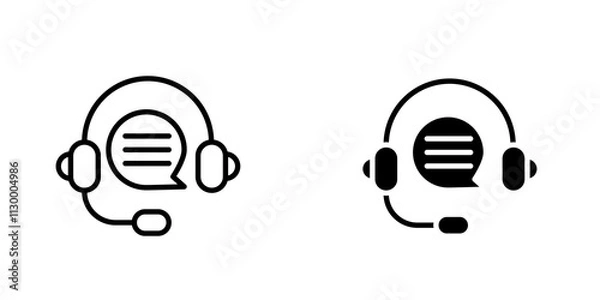 Fototapeta Live chat outlined and solid icon vector collection.