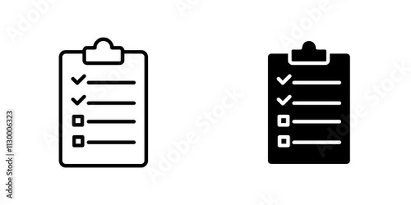 Fototapeta To do list outlined and solid icon vector collection.
