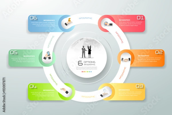 Fototapeta Design circle infographic 6 steps, Business timeline infographic