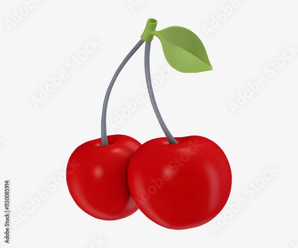 Obraz Cherry Fruit Icon 3D Illustration.,