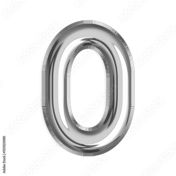Fototapeta 0 English Number silver foil balloon isolated on transparent background PNG, 3d silver alphabet
