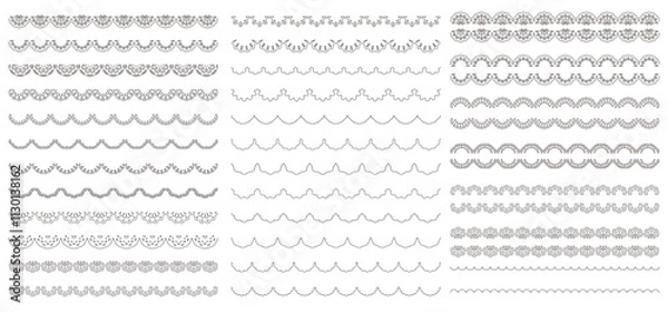 Obraz 黒色のレースのシームレスな線の素材セット