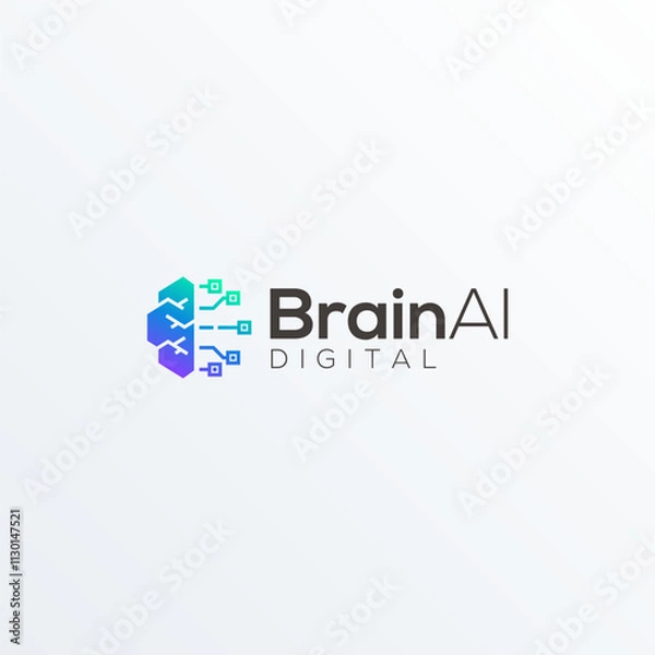 Fototapeta Brain Ai Modern Logo Vector