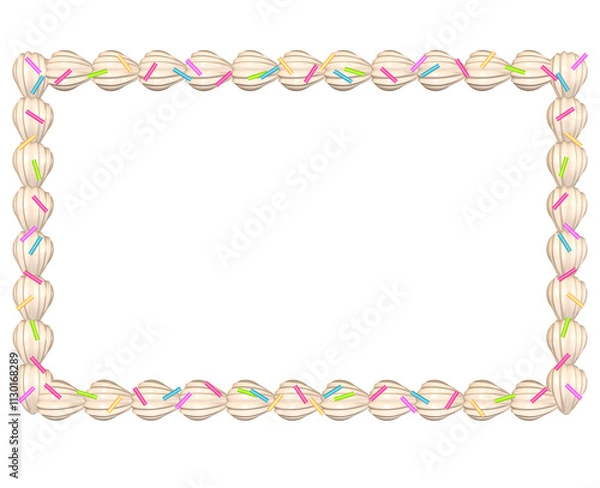 Fototapeta rectangular 3d frame with sprinkle and whipped cream isolated from background