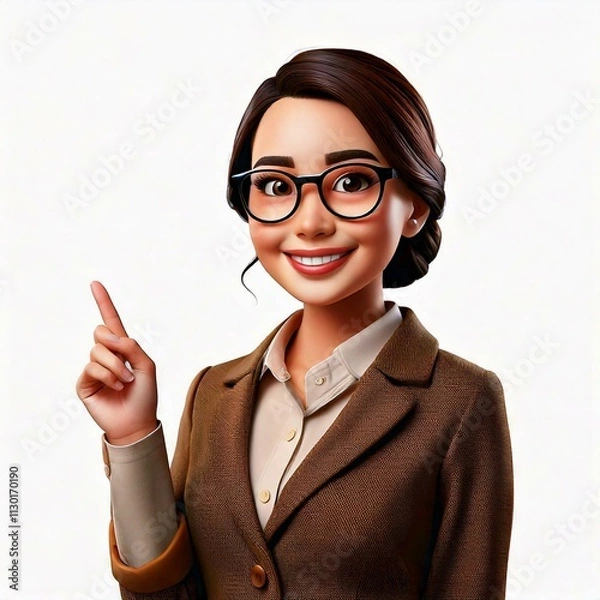 Fototapeta 3D Cartoon Female Teacher Character with Transparent Background, Generatif AI