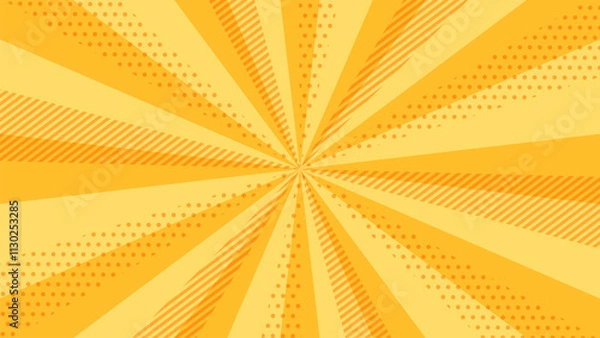 Obraz ポップなオレンジ色の放射線　背景イラスト