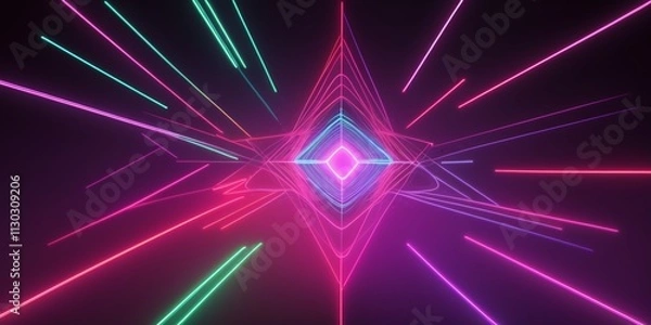 Obraz ネオン, 光, 光線, グラフィック素材, 壁紙, , generative ai