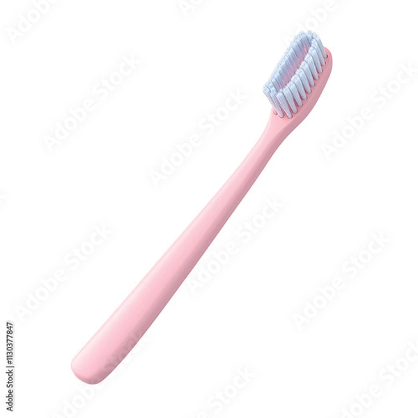 Fototapeta Minimal 3d isolated pink toothbrush on transparent background dental hygiene tool clean environment perspective