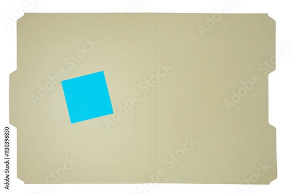 Obraz manila file folder with sticky note isolated on white background