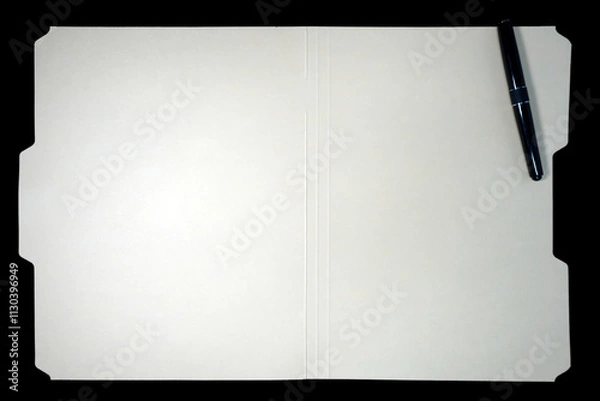 Obraz manila file folder with ink pen on black background
