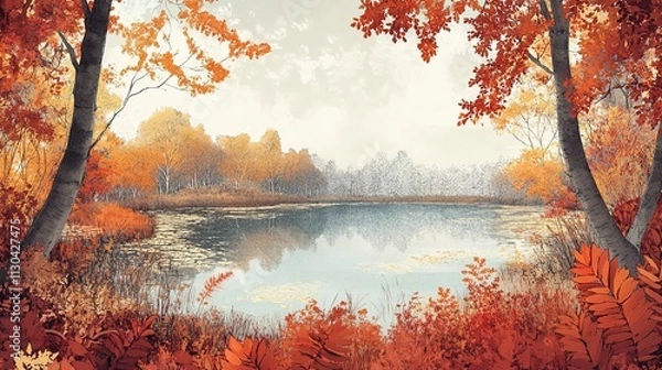 Obraz autumn landscape with lake
