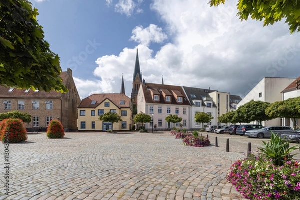 Obraz City walk in Schleswig with many beautiful buildings