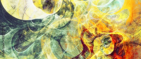 Fototapeta Abstract bright color composition. Modern futuristic dynamic background.  Fractal artwork for creative graphic design