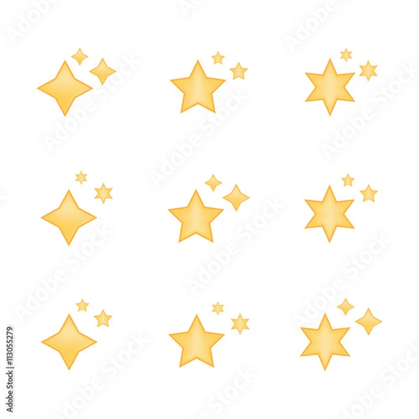 Obraz Set of star icon vector isolated on white background. Emoji vector. Bright  smile icon set. Emoticon icon web.