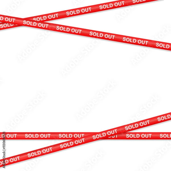 Fototapeta Sale and sold out Tape Lines, Crossing red ribbon of caution sold out item sign for web banner Marketing. Black Friday flash sale. Shopping stickers and badges for merchandise and promotion 