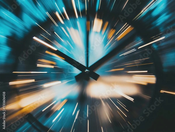 Obraz Dynamic clock imagery with motion blur and a glowing effect, symbolizing the concept of time, speed, and rapid technological advancements.