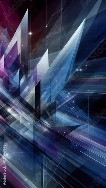Obraz Abstract backdrop with vibrant geometric shapes and lines in a techno style
