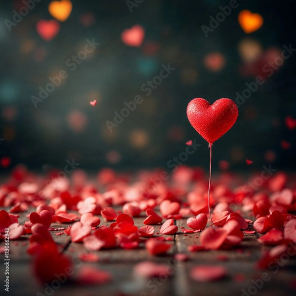 Fototapeta Happy valentine's day background with hearts and flowers, space for text