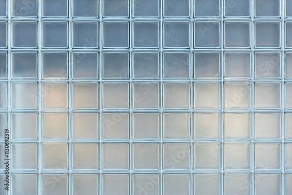 Fototapeta Closeup of glass brick wall background texture.