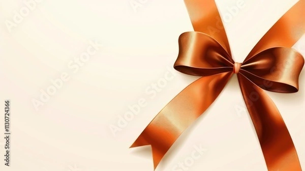Obraz Bow on white background, gift card design featuring ribbon, bow
