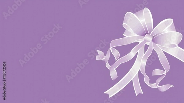 Obraz White ribbon bow on purple background, a simple design