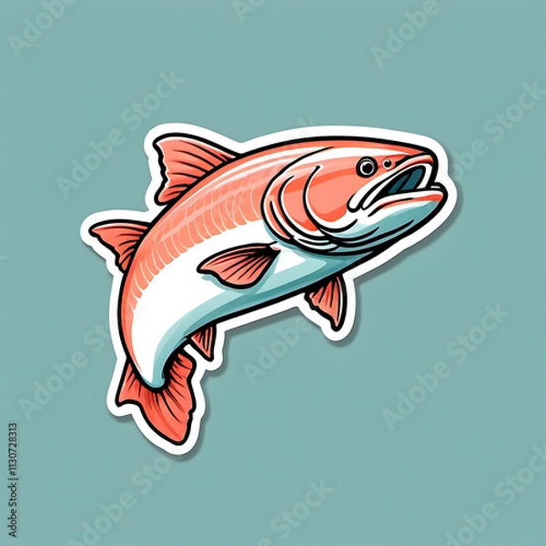 Obraz salmon sticker icon illustration