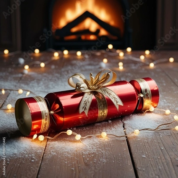 Fototapeta Decorative Christmas Crackers and Festive Cylinders with Elegant and Artistic Designs