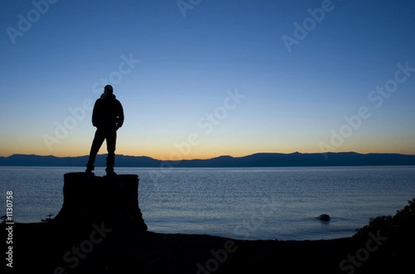 Obraz man in front on lake