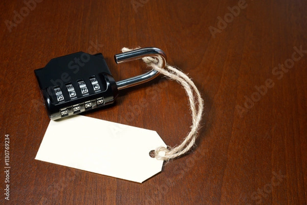 Obraz padlock with blank tag, 2025 combination
