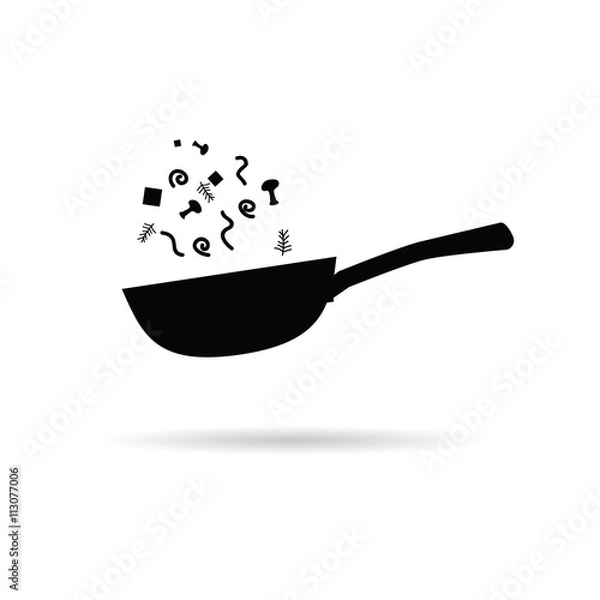 Fototapeta pan wok with vegetables illustration