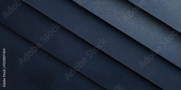 Fototapeta Dark blue background with diagonal stripes of metallic dark navy, a minimalist design, and sleek lines for an elegant touch.