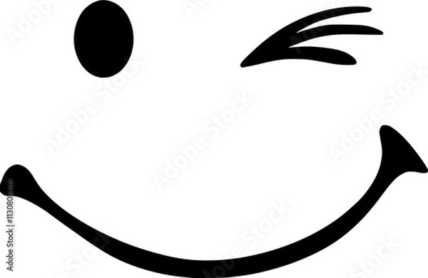 Obraz A Twinking smiley face Silhouette in white background