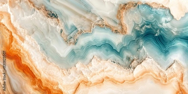 Fototapeta Close-up, top-down view of a stunning agate surface, featuring earth tones.