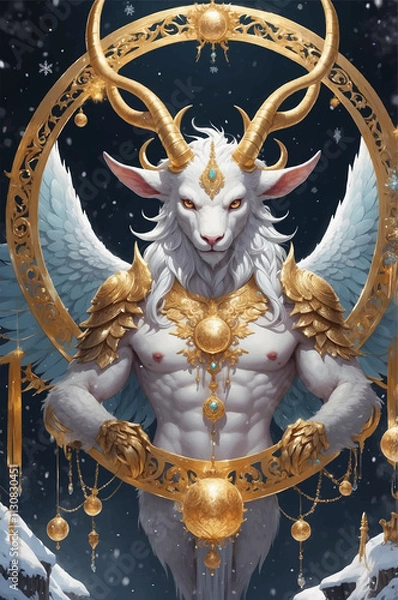 Obraz Fantasy creature with horns and gold
