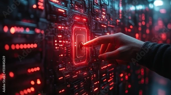 Obraz A 3D lock being unlocked by a user's hand represents cyber security, cloud computing, and the importance of passwords for protecting online data