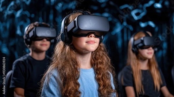 Obraz Innovative learning experience for students in a virtual reality classroom interactive educational hub modern technology engaging atmosphere
