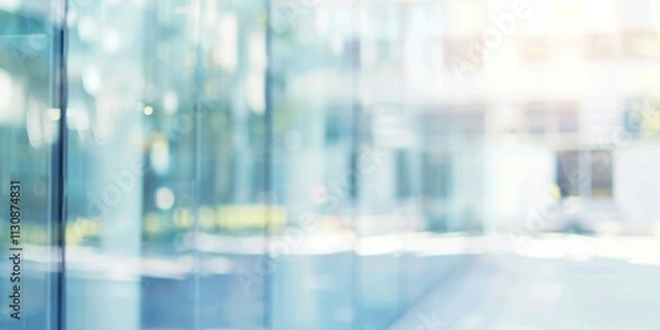 Fototapeta blur glass background office business building modern futuristic bokeh light reflection clean and clear sunlight shine