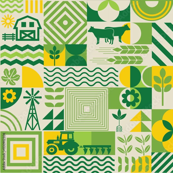 Obraz Agricultural background in a geometric style.