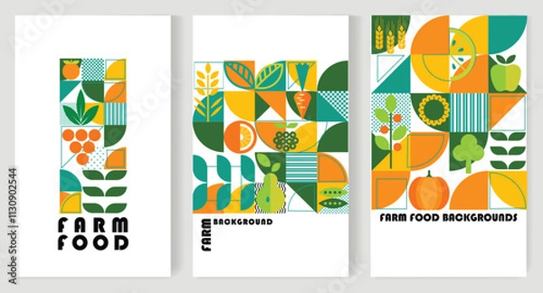 Obraz A set of geometric farm food backgrounds