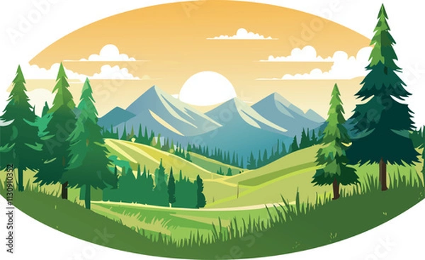 Obraz landscape with mountains and trees