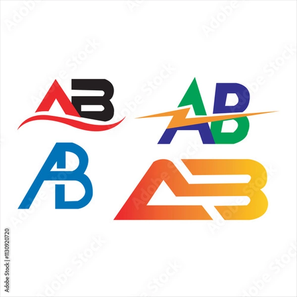 Fototapeta AB Logo Design Vector Art